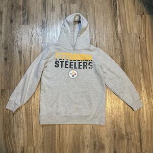 Pittsburgh Steelers Hoodie Pullover Sweatshirt Gray Kids Youth‎ Size Large